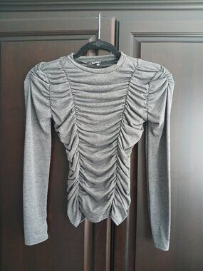 Missguided Size 4 Long Sleeve Grey Top